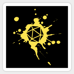 Yellow 20 Sided Dice Paint Splatter Spraypaint Dungeons Crawler and Dragons Slayer Tabletop RPG Addict Sticker